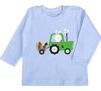 Baby Langarmshirt - Ostergeschenke - Traktor Hase Ostereier I Ostern I Trecker Osterhase - 12/18 Monate - Babyblau - t Shirt Oster Outfit Easter Ei t-Shirt Langarm osteroutfit ostermotiv Bunny