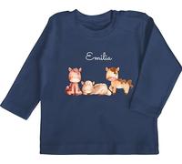 Baby Langarmshirt - Pferd - Niedliche Pferde mit Name Pferdemotiv - 3/6 Monate - Navy Blau - REIT Sachen mädchen Pferdesport Geschenke für pferdefans pferdeherz pferdegeschenk