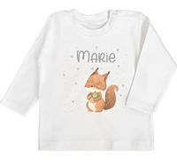 Baby Langarmshirt - Tiere - Eichhörnchen Eichhorn Squirrel - 18/24 Monate - Weiß - personalisierte Geschenke Kita Langarm Tier Name Shirts Tieren Waldtiere Shirt tiermotiv personalisierter