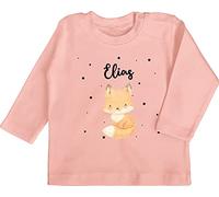 Baby Langarmshirt - Tiere - Süßer Fuchs - 18/24 Monate - Babyrosa - personalisierte Geschenke Kita Tshirt Tier Name Shirt Tieren tiermotiv Langarm personalisierter und t-Shirt Personalisieren