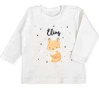 Baby Langarmshirt - Tiere - Süßer Fuchs - 18/24 Monate - Weiß - personalisierte Geschenke Kita Tshirt Tier Name Shirt Tieren tiermotiv Langarm personalisierter und t-Shirt Personalisieren Shirts