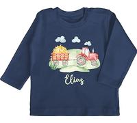 Baby Langarmshirt - Traktor Trecker Bauer Schlepper Landwirtschaft Bulldog - 12/18 Monate - Navy Blau - traktoren und name tshirt tractors motiv longsleeve traktorfans geschirr langarm landwirt