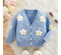 Baby Mädchen blau gemusterte Strickjacke mit Blumenmuster, mit einem frischen und reizenden Stil. Aus hochwertigem Stoff gefertigt, um der Sensibilitä