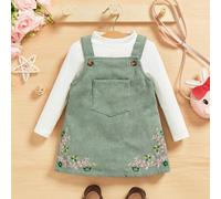 Baby Mädchen Blumenstickerei Latzkleid Herbst ohne T-Shirt