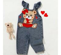 Baby Mädchen Cartoon Bär Applikation Rüschen Saum Jumpsuit
