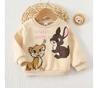 Baby Mädchen Cartoon Löwe & Hase Tier Muster Rundhals Langarm Pullover Sweatshirt, bequem vielseitig modisch lässig süßer Basic, geeignet für Herbst/W