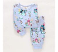 Baby Mädchen Cartoon Tier Muster Strick Rundhals Langarm Top und Elastische Taille Lang Hose 2-teiliges Pyjama Set