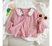 Baby Mädchen Frühling/Herbst/Winter einfarbige Cordjacke, bequemes minimalistisches Design mit süßer Stickerei, geeignet für den täglichen Gebrauch un