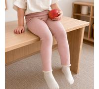 Baby Mädchen gerippte Strick-Leggings mit Spitzenbesatz, weiche hautfreundliche lange Hose für den Außenbereich