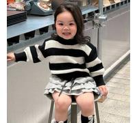 Baby Mädchen gestreifter Farbblock Langarm Strickpullover, Herbst/Winter