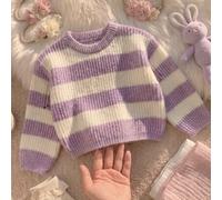 Baby Mädchen Herbst/Winter minimalistisch lässig gestreifter Kontrastfarben Strickpullover Langarm Oberteil