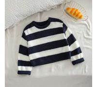 Baby Mädchen Herbst/Winter minimalistischer lässiger gestreifter Farbblock Strickpullover Langarm Oberteil