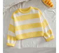 Baby Mädchen Herbst/Winter minimalistischer lässiger gestreifter Farbblock Strickpullover Langarm Oberteil