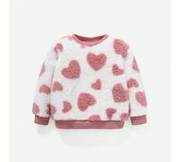 Baby Mädchen Herzmuster Plüsch Sweatshirt, Baby Mädchen Baby Pullover