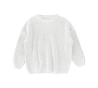 Baby Mädchen Jungen Gestrickt Pullover Neugeborenen Langarm Strickpullover Einfarbige Pulli Knitted Sweater Warm Rundhals Winter Unisex Baby Pullover Weich Kleinkinder Kleidung (White, 9-12 Months)