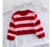 Baby Mädchen Lässig gestreifter Farbblock Strickpullover, Langarm, Herbst/Winter