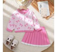 Baby Mädchen Mode Schmetterling Jacquard Strick Cardigan und Rock Set, Herbst/Winter