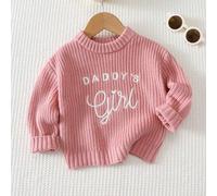 Baby Mädchen Pullover Rosa gestrickt Rundhals Langarm Pullover, passt zu T-Shirt, Hemd, Rock, usw., geeignet für Herbst/Winter Ausflüge, süßes Mädchen
