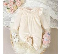 Baby Mädchen rosa süßer Samt Langarm Jumpsuit Schlafanzug