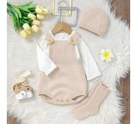 Baby Mädchen Set aus 2 Stücke: einfacher ärmelloser Jumpsuit und Pullover