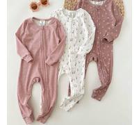 Baby Mädchen Süßer Lässiger Gestrickter Ditsy Blumen Dehnbarer Rosa Langarm Jumpsuit Loungewear