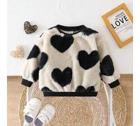 Baby Mädchen Sweatshirt, rosa süßes Herz Plüsch warmer Pullover Sweatshirt für Schule, Party, Ausflug, Zusammenkunft usw., Herbst/Winter