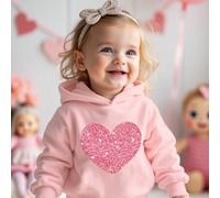 Baby Mädchen Weicher gestrickter Hoodie Sweatshirt mit Herzmuster, Lässiger dicker Pullover geeignet für Herbst/Winter