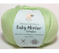 Baby Merino Extrafine Art'is Yarn 100% Wolle | Mulesing-frei & Superwash (50g / 200m) (129 hellgrün)