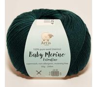 Baby Merino Extrafine Art'is Yarn 100% Wolle | Mulesing-frei & Superwash (50g / 200m) (165 flaschengrün)