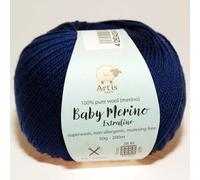 Baby Merino Extrafine Art'is Yarn 100% Wolle | Mulesing-frei & Superwash (50g / 200m) (470 marineblau)