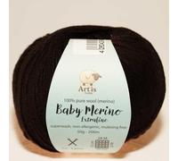 Baby Merino Extrafine Art'is Yarn 100% Wolle | Mulesing-frei & Superwash (50g / 200m) (530 dunkelbraun)