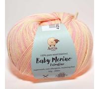 Baby Merino Extrafine Art'is Yarn 100% Wolle | Mulesing-frei & Superwash (50g / 200m) (840 rosa Farbverlauf)