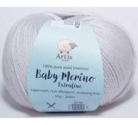 Baby Merino Extrafine Art'is Yarn 100% Wolle | Mulesing-frei & Superwash (50g / 200m) (90 perlgrau)