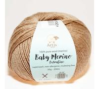 Baby Merino Extrafine Art'is Yarn 100% Wolle | Mulesing-frei & Superwash (50g / 200m) (904 dunkles melange-braun)