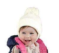 Baby Mütze Winter Babymütze Wintermütze creme weiß neutral mit Bommel 6640 Gr. 40