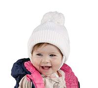 Baby Mütze Winter Babymütze Wintermütze weiß neutral mit Bommel 6640 Gr. 40