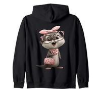 Baby Otter Kawaii Charakter Rosa Leopard Brille Portrait Kapuzenjacke
