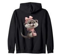 Baby Otter Kawaii Charakter Rosa Leopard Brille Portrait Kapuzenjacke