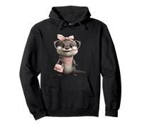 Baby Otter Kawaii Charakter Rosa Leopard Brille Portrait Pullover Hoodie