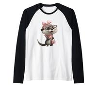 Baby Otter Kawaii Charakter Rosa Leopard Brille Portrait Raglan