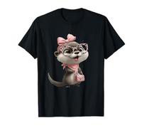 Baby Otter Kawaii Charakter Rosa Leopard Brille Portrait T-Shirt