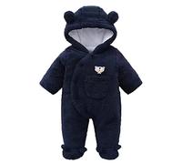Baby-Overall Baby-Strampler Flanell Winter-Strampelanzug mit Füßchen Kapuze Cartoon Baby Winter Overall Kapuze, Strampler Schneeanzug Jungen Mädchen Langarm Jumpsuit Warm Outfits Geschenk 0-12 Monate