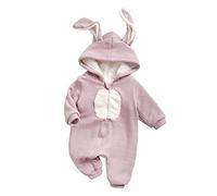 Baby Overall Mit Kapuze Strampler, Odot Unisex Neugeborenes Winter Warme Kaninchen Stil Onesie Jumpsuit Kleidungsset für Jungen Mädchen 0-36 Monate (18-24m,Rosa)