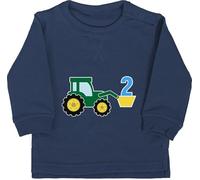 Baby Pullover Jungen Mädchen - 2. Geburtstag - Traktor Zweiter - 18/24 Monate - Navy Blau - geburtstagsshirt 2 jahre junge pulli 2.geburtstag jetzt pullis trecker langarm zwei ich bin sweatshirt