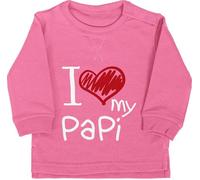 Baby Pullover Jungen Mädchen - Geschenk zum Vatertag - I love my Papi weiß - 6/12 Monate - Pink - papatagsgeschenk papa langarm vatertagsgeschenk dad sweater daddy pulli väter baby-kleidung