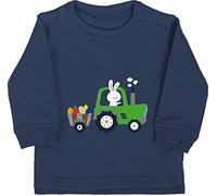 Baby Pullover Jungen Mädchen - Ostergeschenke - Traktor Hase Ostereier I Ostern I Trecker Osterhase - 18/24 Monate - Navy Blau - osterkleidung junge osterpullover easter ei pulli sweatshirt outfit