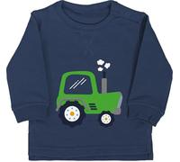 Baby Pullover Jungen Mädchen - Traktoren - Kinder Traktor Grün - 6/12 Monate - Navy Blau - landwirt kita babykleidung landwirtschaft tractor pulli traktorfan trecker sweatshirt bauern kindergarten