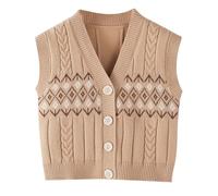 Baby-Pulloverweste weich gestrickt V-Ausschnitt ärmellos (Khaki 12-18 Months)