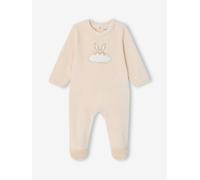 Baby Samt-Schlafanzug mit Rückenöffnung wollweiß Gr. 71 von vertbaudet