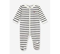 Baby Samt-Schlafanzug mit Streifen PETIT BATEAU blau Gr. 68